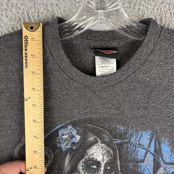 Harley-Davidson T-Shirt Men’s Medium Girl Skull Gray Fort Worth Texas - Picture 3 of 11